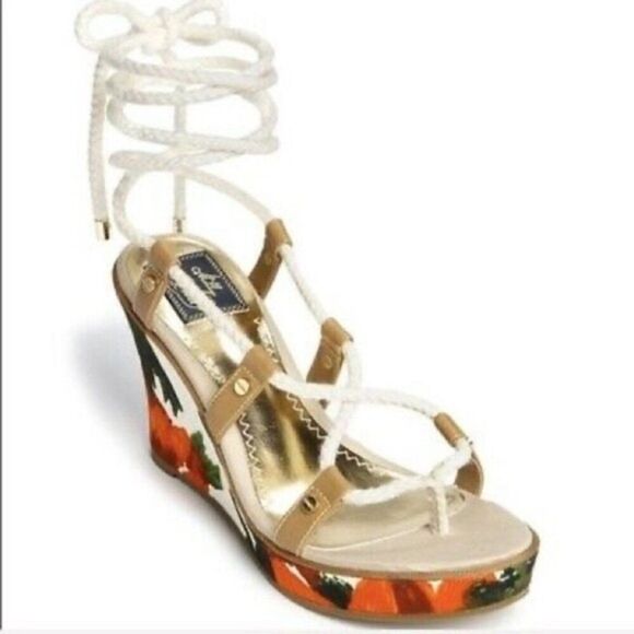 Milly for Sperry Topsider Floral Wedge Sandals with rope lace up - Picture 1 of 5